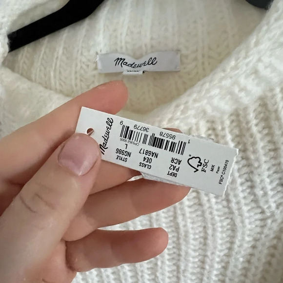 Madewell NWT $98 Loretto Cream Ivory Mockneck Pullover Sweater Plus Size large - Picture 5 of 7